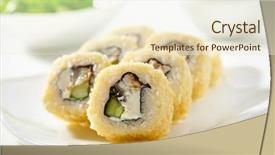  Presentation with sushi - Presentation theme consisting of sushi - deep fried roll made background and a cream colored foreground