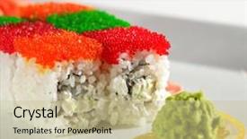  Presentation with fresh avocado - Cool new slides with sushi - roll with various type backdrop and a  colored foreground