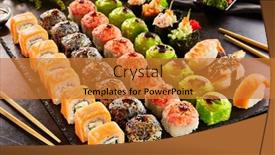  Presentation with chopstick - Presentation featuring sushi-bar-set-international-maki background and a gold colored foreground