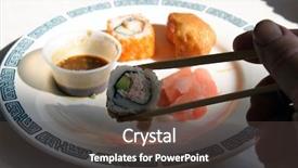  Presentation with chopsticks - Amazing slide deck having sushi being eaten with chopsticks with wasabi and pickled ginger in a chineese backdrop and a tawny brown colored foreground