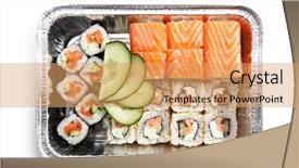  Presentation with sushi - Slides featuring sushi box food top view background and a coral colored foreground