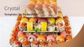  Presentation with catering - Theme having sushi-cake-on-the-catering background and a coral colored foreground