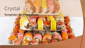  Presentation with catering - PPT theme enhanced with sushi-cake-on-the-catering background and a yellow colored foreground