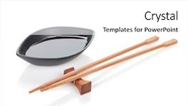  Presentation with soy sauce - Cool new PPT layouts with sushi chopsticks and soy sauce backdrop and a white colored foreground
