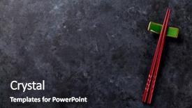  Presentation with sushi - PPT theme enhanced with sushi chopsticks on stone table background and a dark gray colored foreground