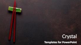  Presentation with sushi - Colorful PPT theme enhanced with sushi chopsticks on stone table backdrop and a black colored foreground