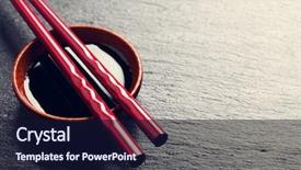  Presentation with soy sauce - Audience pleasing PPT theme consisting of sushi chopsticks over soy sauce backdrop and a wine colored foreground