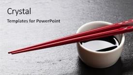  Presentation with space wormhole or black - Cool new slide set with sushi chopsticks over soy sauce backdrop and a light gray colored foreground