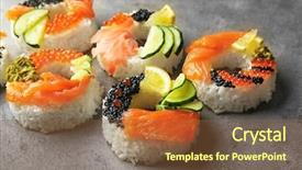  Presentation with sushi - Slide deck enhanced with sushi doughnuts on grey textured background and a tawny brown colored foreground