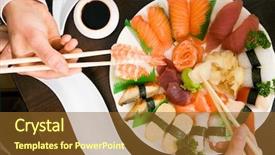  Presentation with sushi - Presentation with sushi focus on the food background and a tawny brown colored foreground