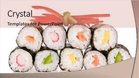  Presentation with food white - Presentation theme consisting of sushi food on white background background and a coral colored foreground