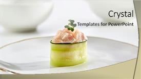  Presentation with sea cucumber - PPT theme with sushi in cucumber with sea background and a light gray colored foreground