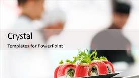  Presentation with sushi - Slide set with sushi in the restaurant background and a light gray colored foreground