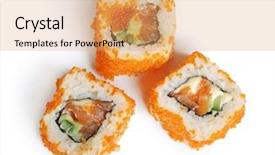  Presentation with monarch butterfly isolated on white - Presentation theme consisting of sushi isolated on white background background and a coral colored foreground