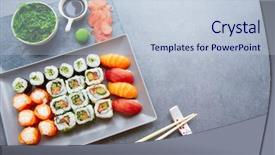  Presentation with seaweed - Slide deck consisting of niguiri california roll with seaweed background and a lemonade colored foreground