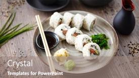 Presentation with philadelphia - Cool new PPT layouts with sushi-maki-rolls-philadelphia backdrop and a gray colored foreground