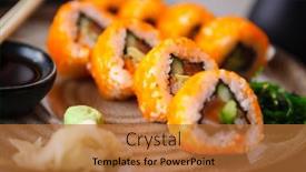  Presentation with modern food - Cool new theme with sushi-maki-rolls-with-salmon backdrop and a red colored foreground