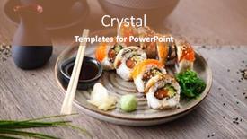  Presentation with modern food - Cool new slides with sushi-maki-rolls-with-salmon backdrop and a coral colored foreground