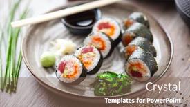  Presentation with tuna fish - Cool new theme with sushi-maki-rolls-with-tuna backdrop and a violet colored foreground