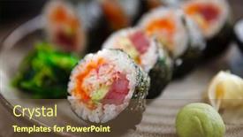  Presentation with modern food - Presentation theme having sushi-maki-rolls-with-tuna background and a tawny brown colored foreground