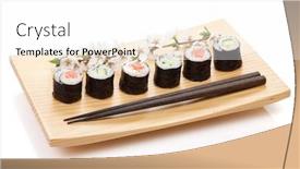  Presentation with sakura - Presentation theme having sushi maki set with salmon background and a white colored foreground