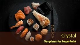  Presentation with chopstick - PPT theme featuring sushi-mix-with-chopstick-over background and a  colored foreground