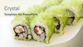  Presentation with sushi - Cool new PPT layouts with sushi on plate backdrop and a soft green colored foreground