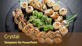  Presentation with sushi - Slides with sushi-on-the-black-background background and a tawny brown colored foreground