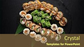  Presentation with sushi - Theme featuring sushi-on-the-black-background background and a coral colored foreground