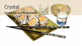  Presentation with white plate - Amazing presentation theme having sushi-plate-saki-cups backdrop and a lemonade colored foreground