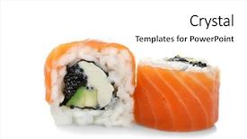  Presentation with roll - Presentation design having sushi roll isolated on white background and a white colored foreground