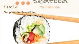  Presentation with chopsticks - Amazing slide set having sushi roll with chopsticks isolated backdrop and a lemonade colored foreground
