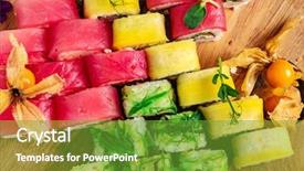  Presentation with japanese food - Presentation theme featuring sushi roll with salmon eel background and a  colored foreground