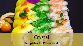  Presentation with japanese food - Audience pleasing slide deck consisting of sushi roll with salmon eel backdrop and a  colored foreground