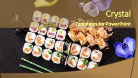  Presentation with sushi - Colorful theme enhanced with sushi roll with salmon eel backdrop and a coral colored foreground