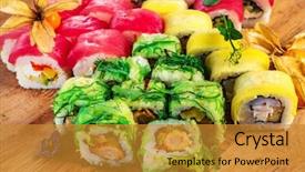  Presentation with prawn - Cool new slide deck with sushi roll with salmon eel backdrop and a  colored foreground