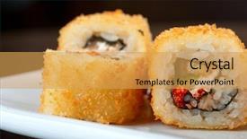  Presentation with caviar - Presentation enhanced with sushi rolls made of rice smoked eel cream cheese and flying fish roe - tobiko caviar background and a yellow colored foreground