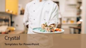  Presentation with sushi - Slide set featuring sushi rolls on plate asia background and a coral colored foreground