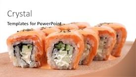  Presentation with seaweed - Slides having sushi rolls with mayonnaise cucumber salmon seaweed on white background and a white colored foreground