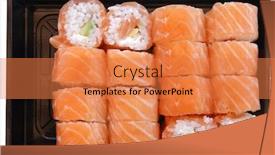  Presentation with salmon fish - Slides enhanced with sushi-salmon-raw-fish background and a coral colored foreground