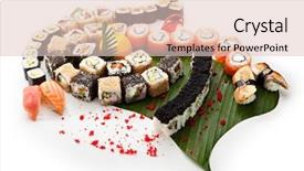  Presentation with sushi - Colorful presentation design enhanced with sushi set - different types backdrop and a lemonade colored foreground