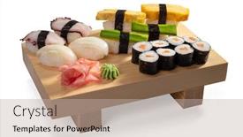  Presentation with sushi - PPT layouts featuring sushi-set-and-sushi-roll background and a mint green colored foreground