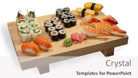  Presentation with sushi - Amazing presentation having sushi-set-and-sushi-roll backdrop and a white colored foreground