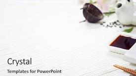  Presentation with green tea - Cool new slides with sushi set green tea backdrop and a white colored foreground