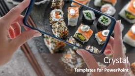  Presentation with sushi - Cool new PPT theme with sushi-set-on-a-round backdrop and a violet colored foreground