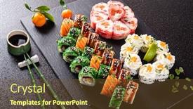  Presentation with sushi - Presentation theme consisting of sushi-set-on-the-black background and a tawny brown colored foreground