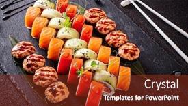  Presentation with sushi - Slide deck consisting of sushi-set-on-the-black background and a tawny brown colored foreground