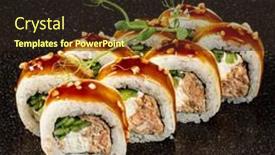  Presentation with sushi - Theme having sushi-set-on-the-black background and a wine colored foreground