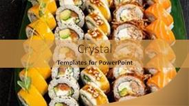  Presentation with sushi - Presentation theme enhanced with sushi-set-on-the-black background and a yellow colored foreground