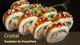  Presentation with sushi - Presentation theme consisting of sushi-set-on-the-black background and a tawny brown colored foreground